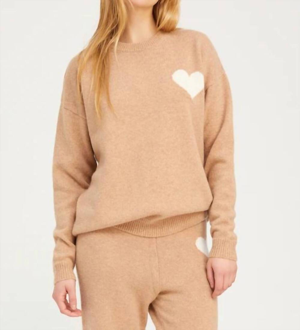 NEW SPRWMN heart logo cashmere sweater in almond